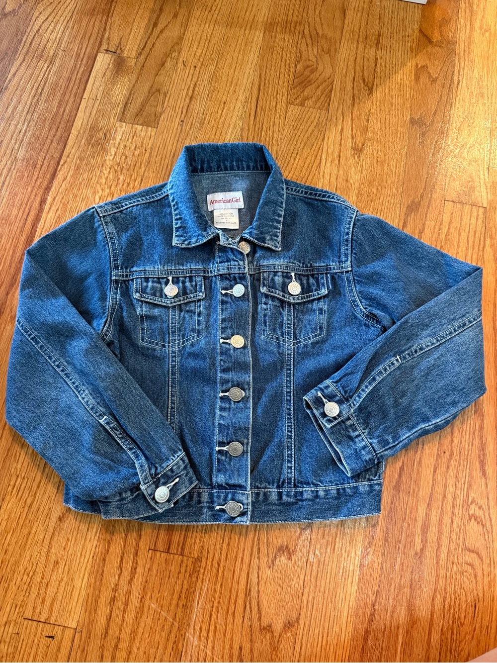 American Girl Jacket Girls Blue Jean Denim Cotton Pockets Youth Small Excellent
